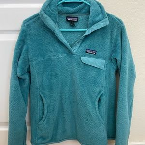 Patagonia teal fleece pullover sweater